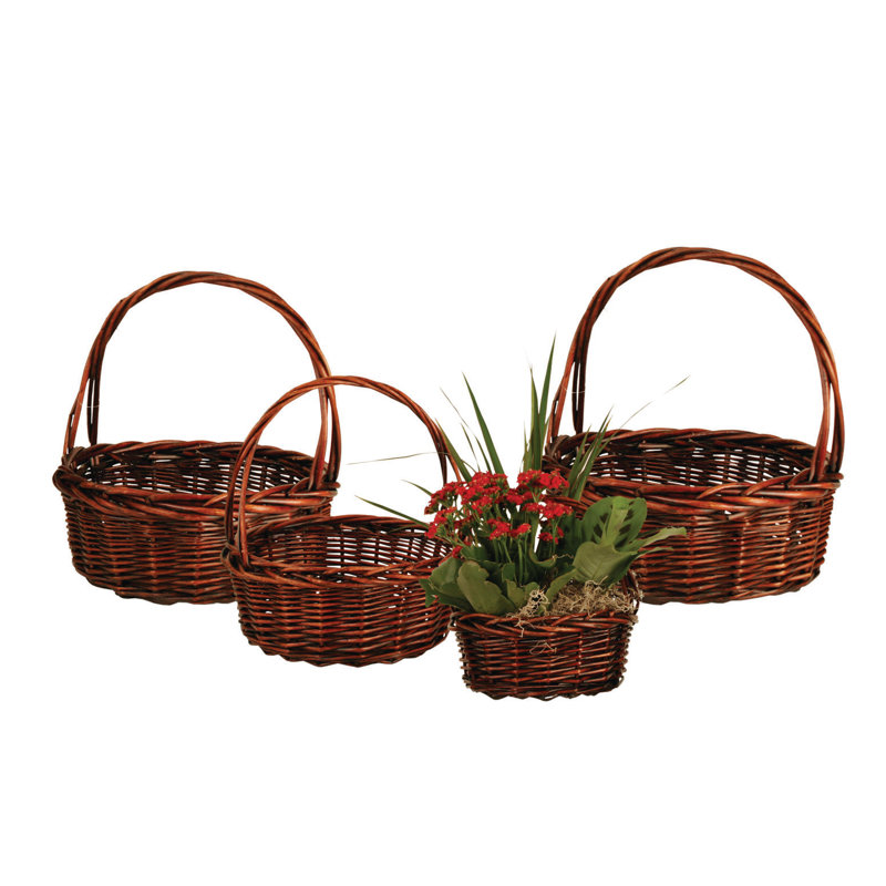 Panier à mèches/en rotin 4 pièces, Marron foncé