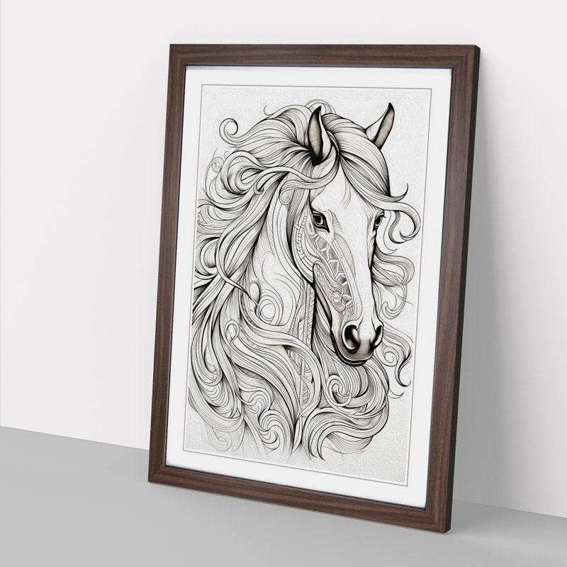 Horse Line Art - Framed Print