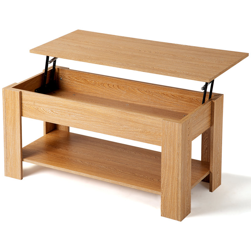 Marshallville Lift Top Four Leg Coffee Table with Storage, 49"Hx45"Wx100"L, Natural
