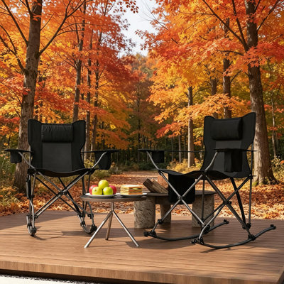Set Of 2 Rocking Camping Chair,Portable Chairs,Folding Rocking Camping Chairs
