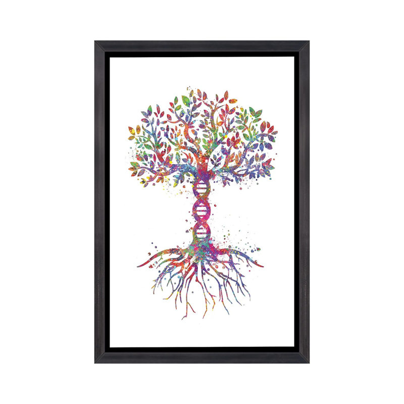 «ADN arbre» - impression, H 40 po x l 26 po x P 1,5 po, Cadre noir vieilli