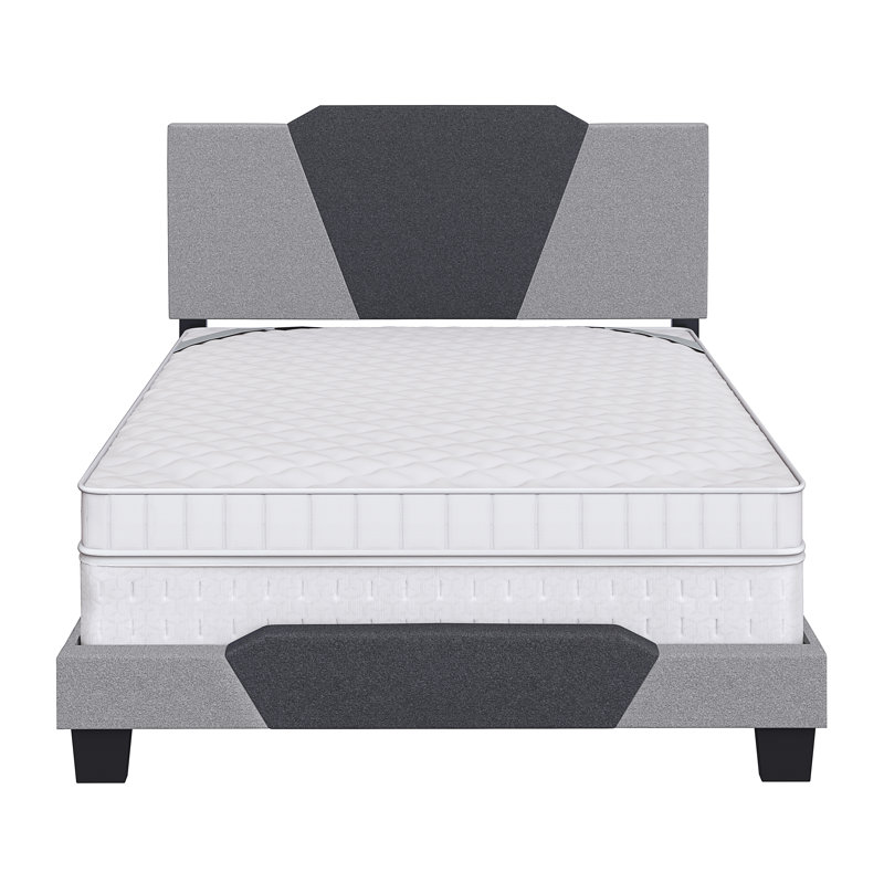 Tuscany Full-Size Linen Upholstered Bed with Diamond-Shaped Headboard