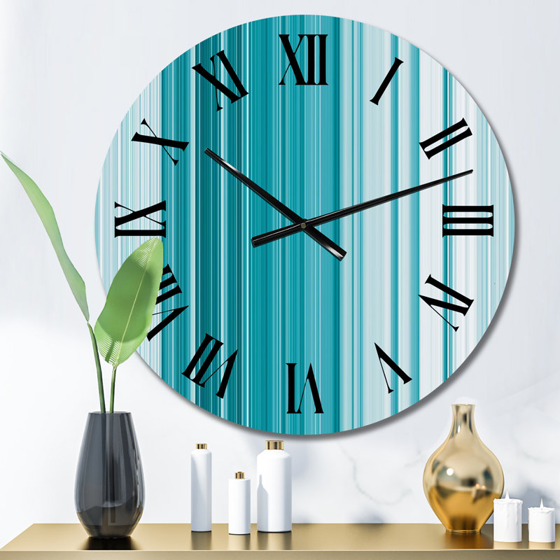 Horloge murale à rayures verticales turquoise, Petit