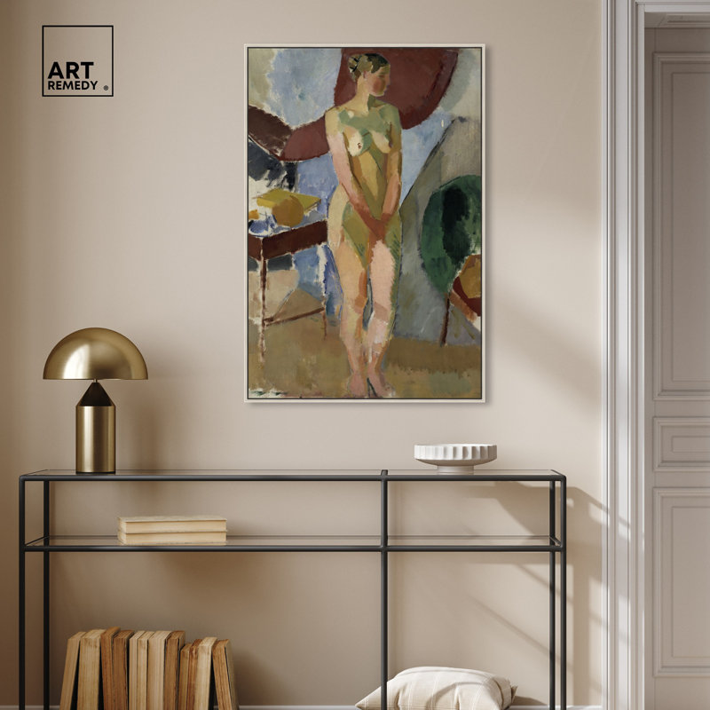 Standing Female Nude Canvas Classic Women Wall Art by Art Remedy, Silver Framed, 30 cm H x 20 cm W