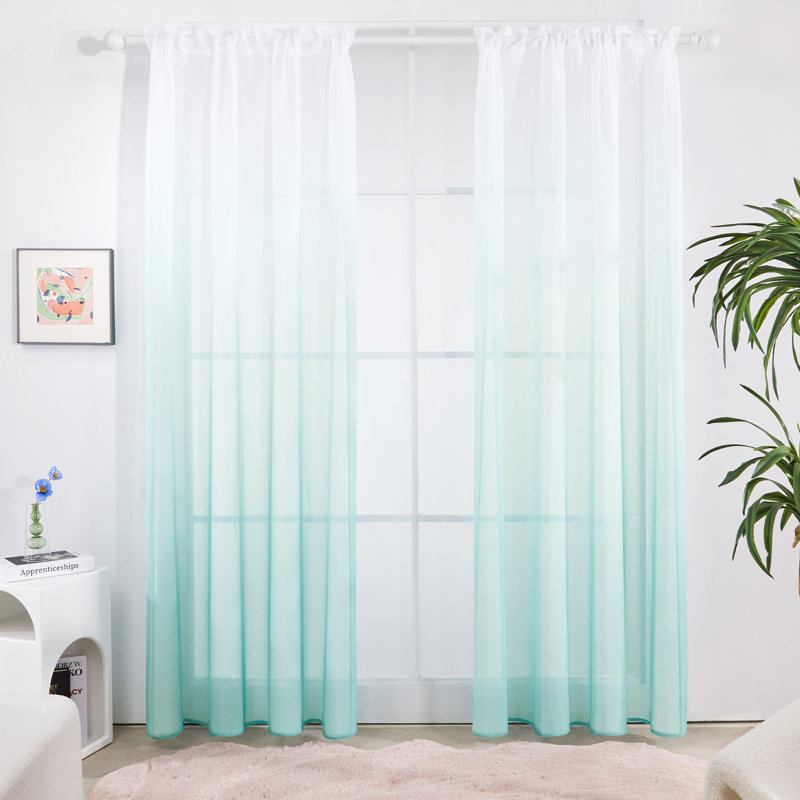 Zhejno Sheer Curtain Pair, 52" W x 90" L, Mint Green