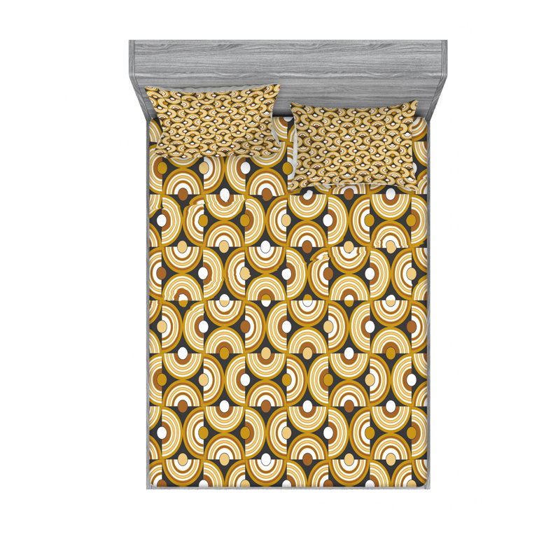 Ensemble de draps Funky Motif Forms, Ensemble de draps pour lit double avec un drap-hou