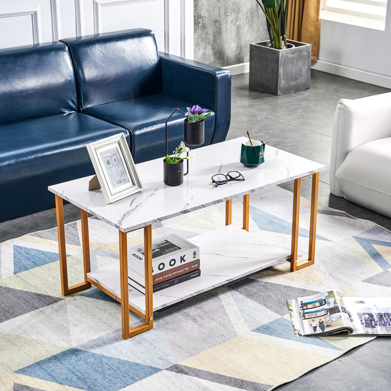 Bruneta Single Coffee Table, White, Gold