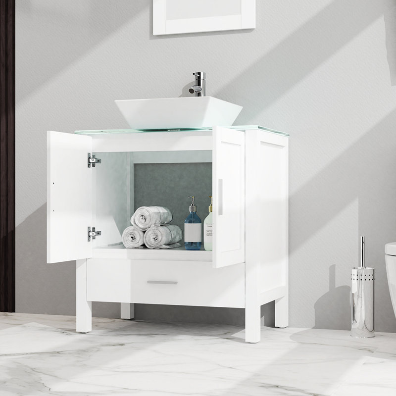 Armoire de meuble-lavabo 30 po avec miroir 30 po, Blanc
