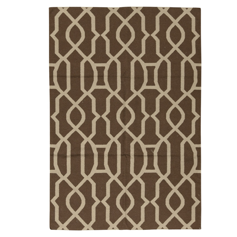 Flatweave Wool Area Rug in Espresso, Rectangle 8'1" x 9'11"
