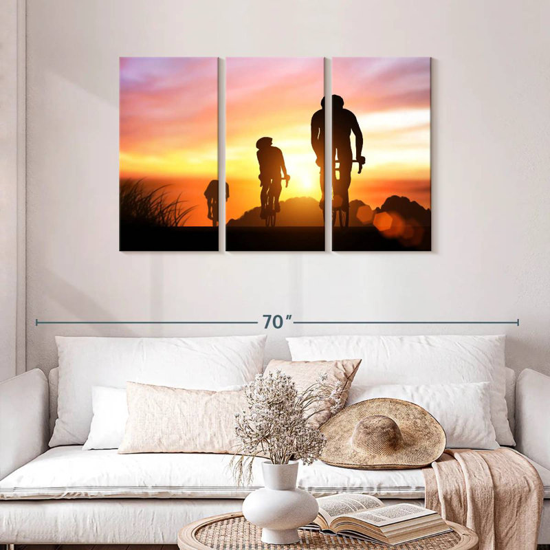 Sireci Cyclists At Sunset, 28" H x 45" W