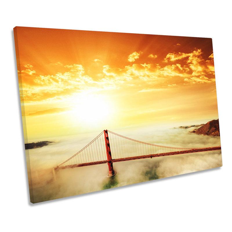 Golden Gate Bridge Sunset - Wrapped Canvas Print, 91.4cm H x 137.2cm W x 4cm D