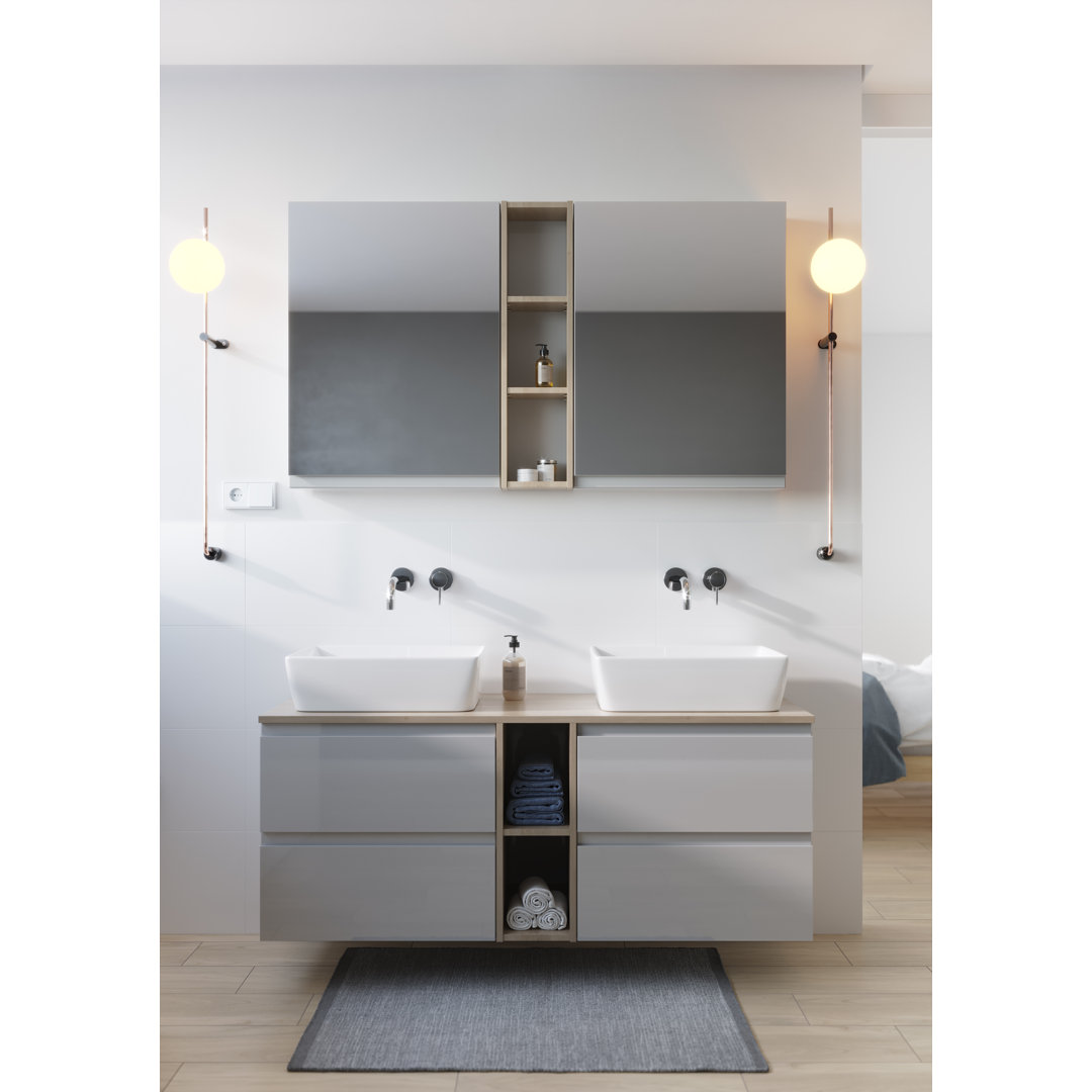 Moduo 594mm W 800mm H Surface Frameless Medicine Cabinet Mirror 2 Fixed