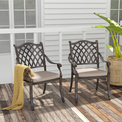 Metal Outdoor Stackable Dining Armchair With Cushion