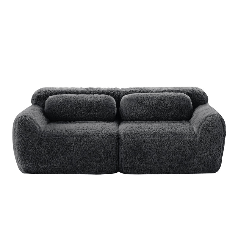 Canapé Boneless Fluffy Plush, H 28,7 po x l 80,4 po x P 40,9 po, 2, Gris foncé