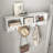 MDF Accent Cabinet, Entryway Wall Mounted Coat Rack with 4 Dual Hooks-235365128