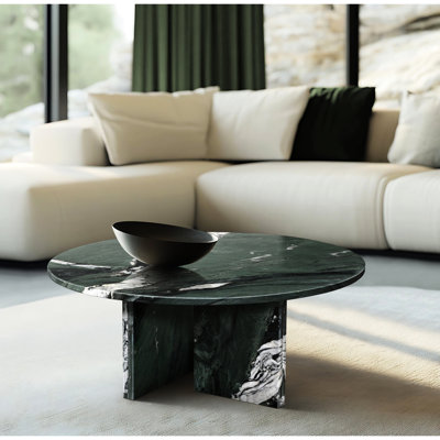 Table basse ronde en marbre de luxe, 45 cm x 40 cm, surface polie, décor dynamique, 70 cm x 32 cm, variations naturelles, montage facile à domicile
