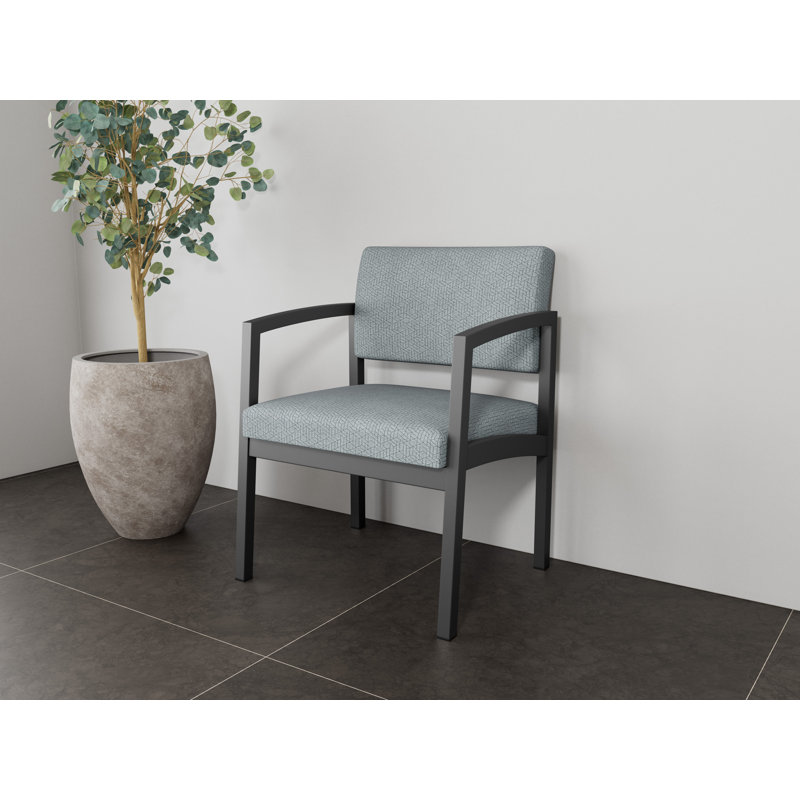 Chaise d'invité en acier Lenox, Gris anthracite, Noir Patriot Plus - Vinyle lavable au chiffon