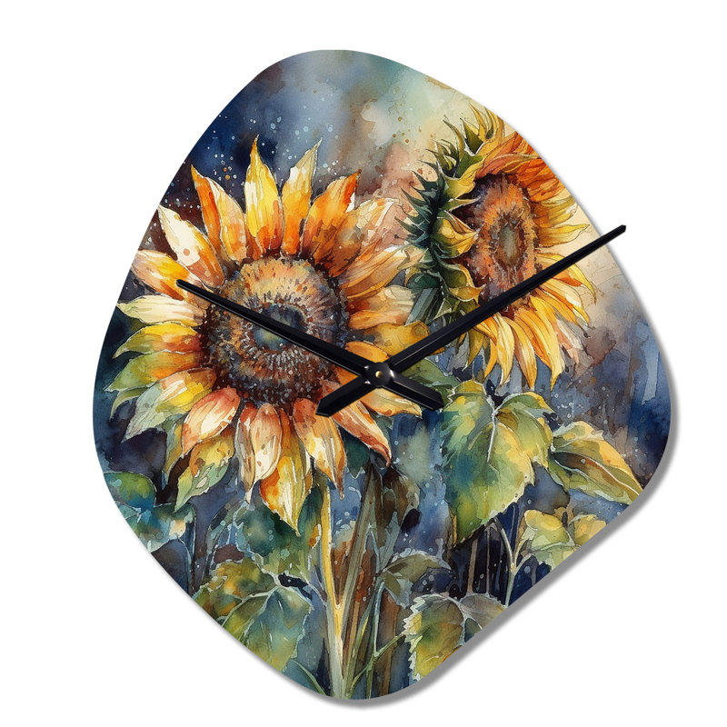 Jaune tournesol symphonie II - forme nébuleuse horloge murale jaune - forme unique, Petit