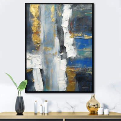 «Ethereal Knowing Royal Blue and Gold I», peinture abstraite, art mural
