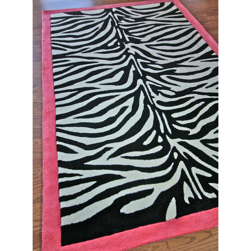 Tapis rose à imprimé zébré Terry, Rectangle 7 pi 7,2 po x 9 pi 6 po