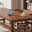 Bureau rectangulaire en bois massif brun noisette-135182382