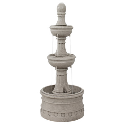 Cyprus Traditional Polyresin 3-Tier Outdoor Water Fountain - Gray