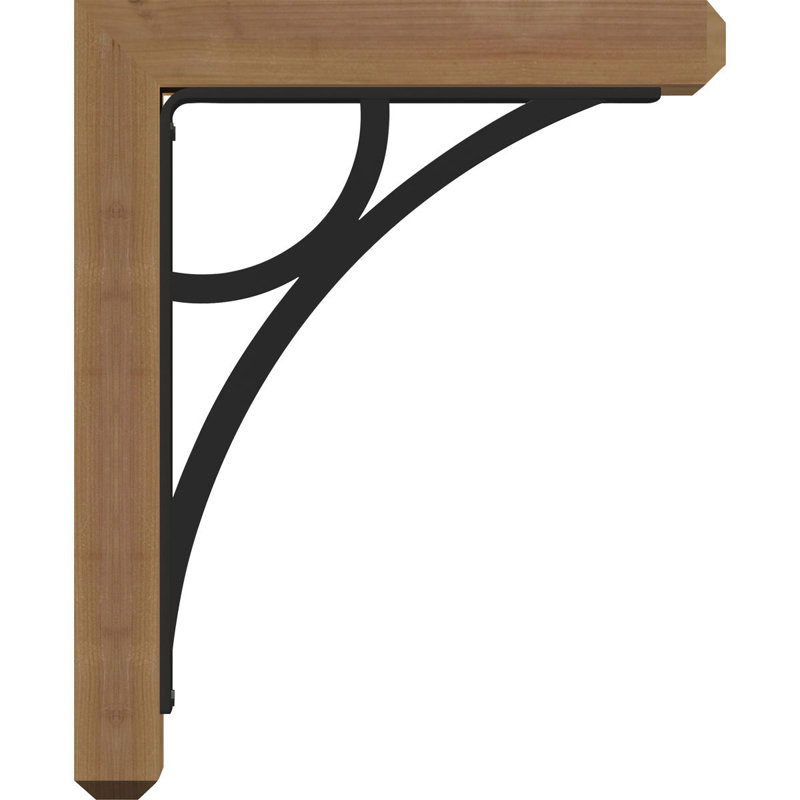 Galveston 4" Triple Brace Craftsman Ironcrest Bracket, 23"H x 20"D, 4"W x 4"T Western Red Cedar (Rough Sawn)