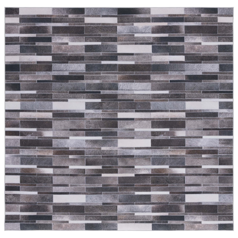 Ashawna Performance Machine Washable Geometric Rug, Square 6'