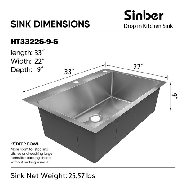 Hotis 33 Inch Black Farmhouse Sink, 304 Stainless Steel Nano Kitchen Sink, Modern Drop-In Single Bowl Apron Front Sink, Workstation Kitchen Sink With - 1