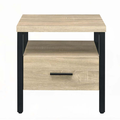 Table d'appoint noire à 1 tiroir