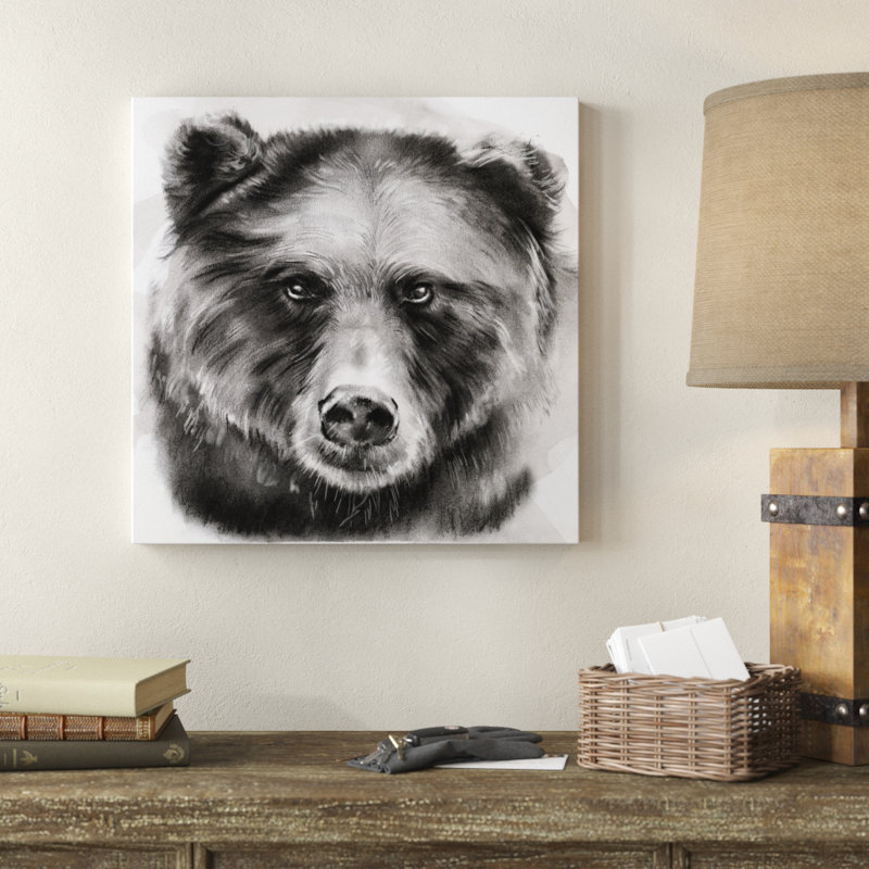 «Bear Grin I», peinture sur toile, H 20 po x l 20 po