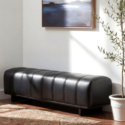 Indoor Dining Bench, Black PU Fabric Bench With Rubber Wood Legs , 250Lbs, Comfortable Seating For Dining Room/Living Area