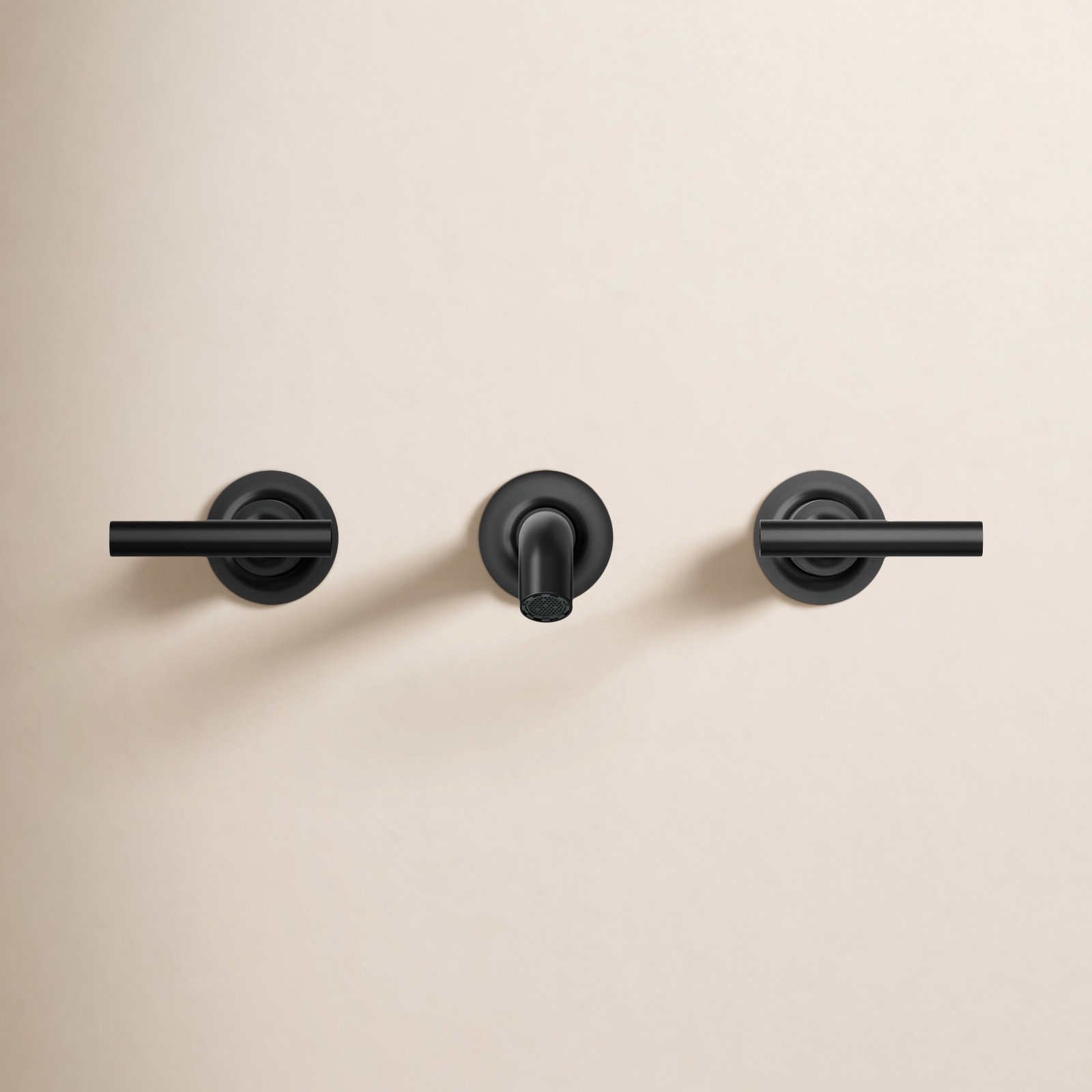 Purist Wall-Mounted Bathroom Faucet, Lever Handle, Matte Black