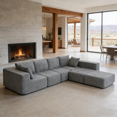 Modern Conversation Couch,Boneless U-Shape Sectional Couch,Modular Sectional Sofa