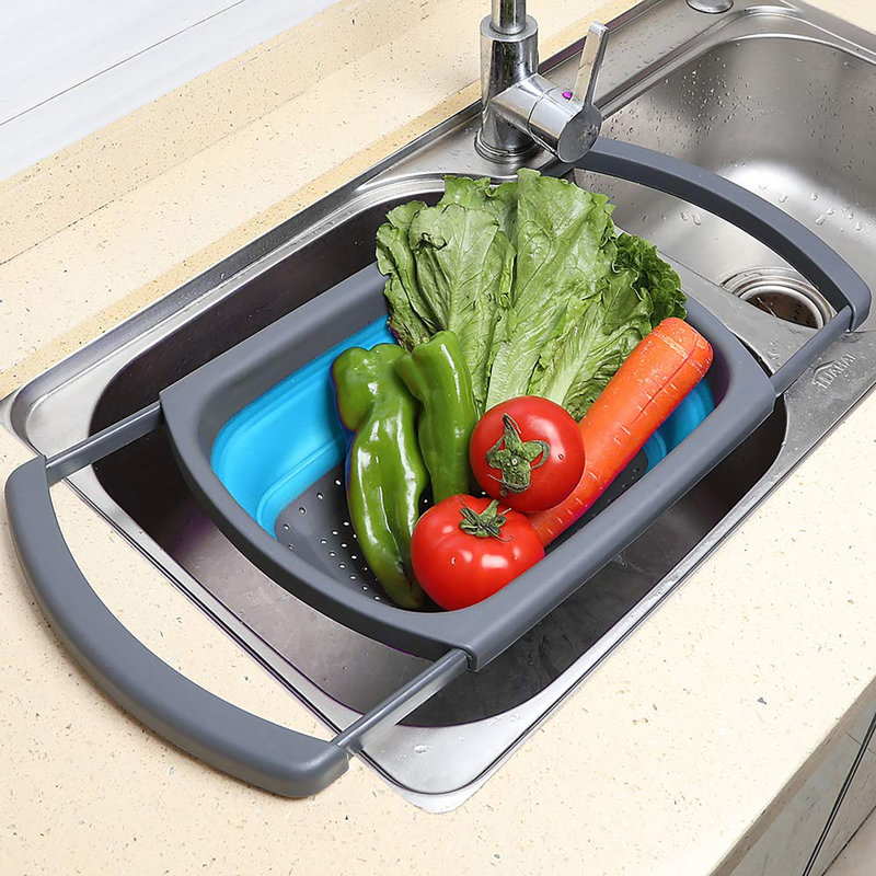 Collapsible Colander Set of 3 Round Silicone Kitchen Strainer Set