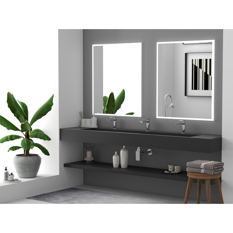 Évier de salle de bain mural rectangulaire en pyramide à finition unie 84 po Pyramid, Noir