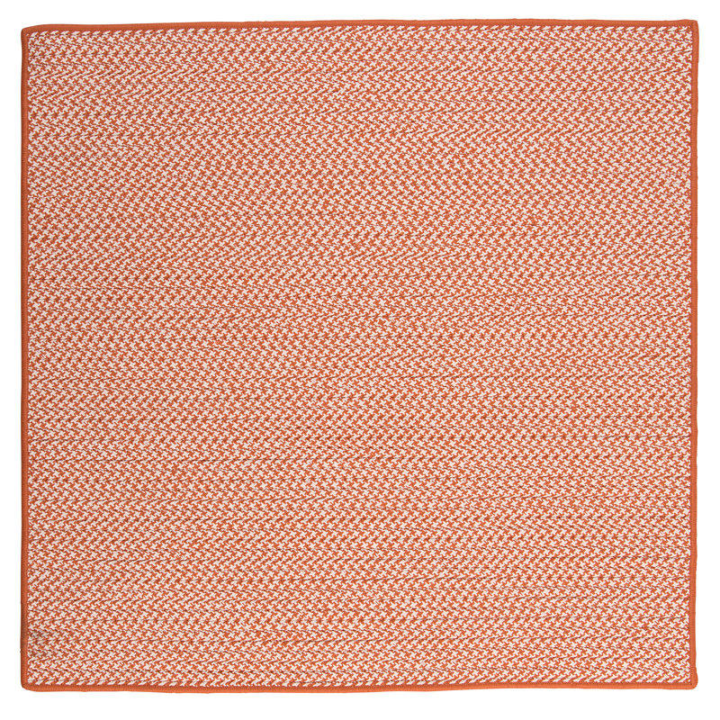 Ashvith Houndstooth Indoor/Outdoor Reversible Arae Rug - Orange, Square 6'