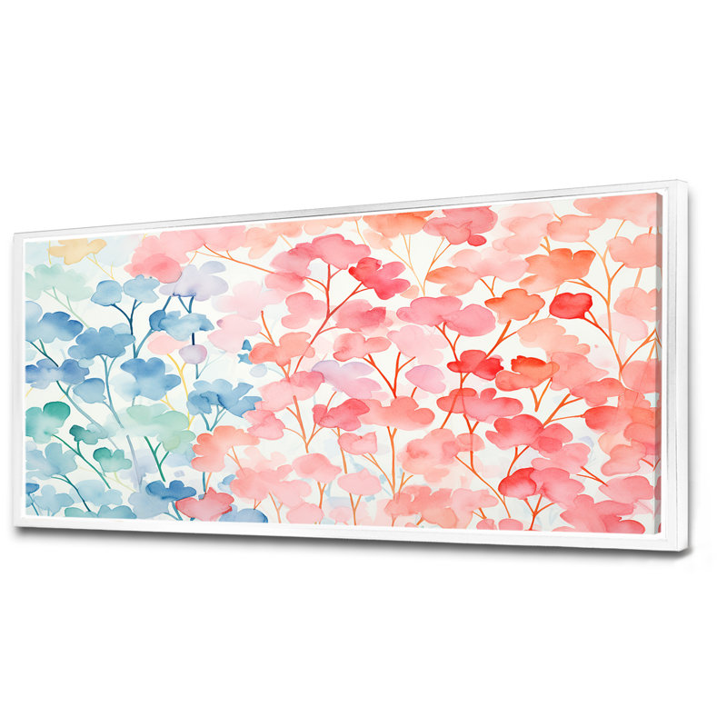 Aquarelle, récif corail, sérénité - art de corail, Cadre flottant blanc, H 28 po x l 60 po x P 1,5 po