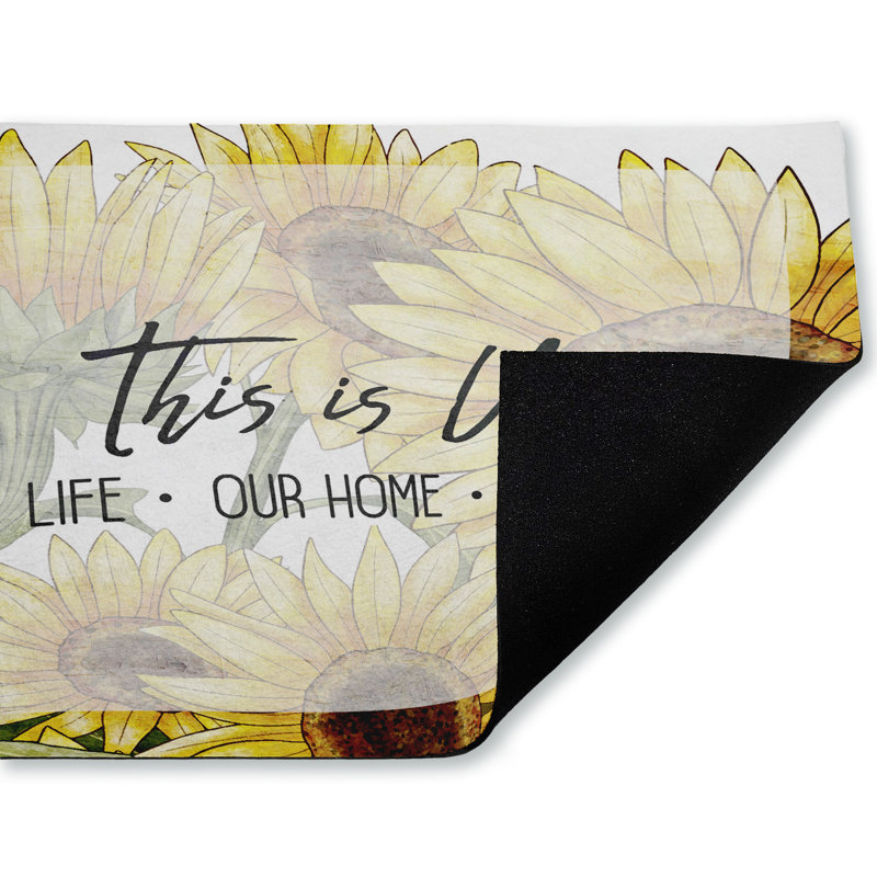 Tapis de porte pour l'extérieur This Is Us Sunflower Sentiment, par Kim Allen, 18 po x 30 po