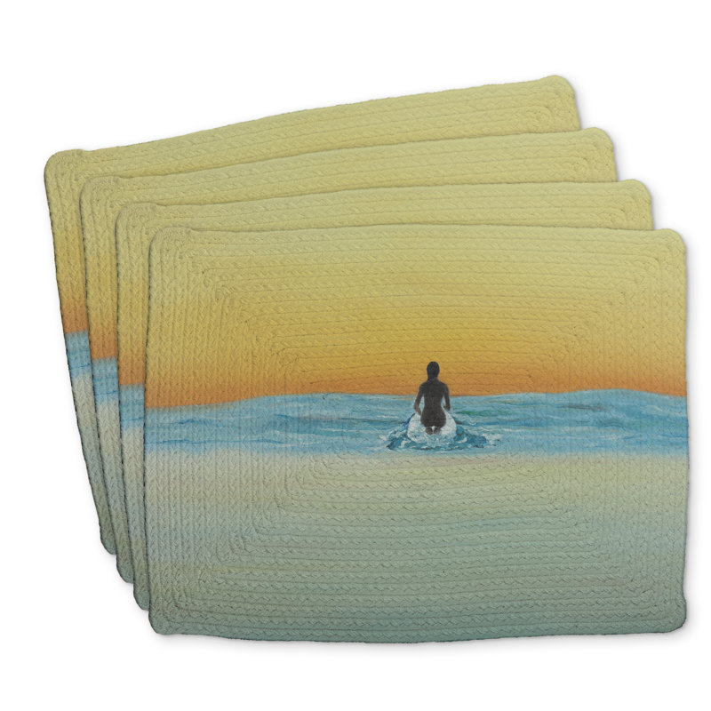 Ensemble de 4 napperons en polyester tressé - Surfer de natation par Dawn