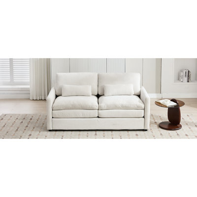 Oversized Comfy , Beige, Double Cushion, Reinforced Base, Living Room Stable , Beige Chenille, Ergonomic For Relaxing