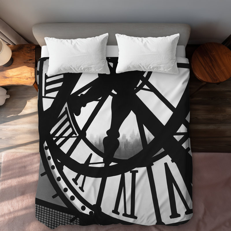 Giant Clock in Orsay Museum - Black Object Duvet Cover | Home Decor