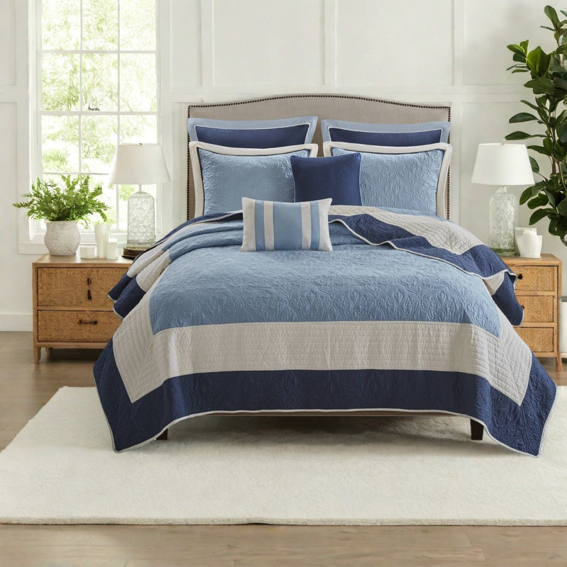 Ensemble de literie réversible 7 pièces, très grand microfibre, confort moderne