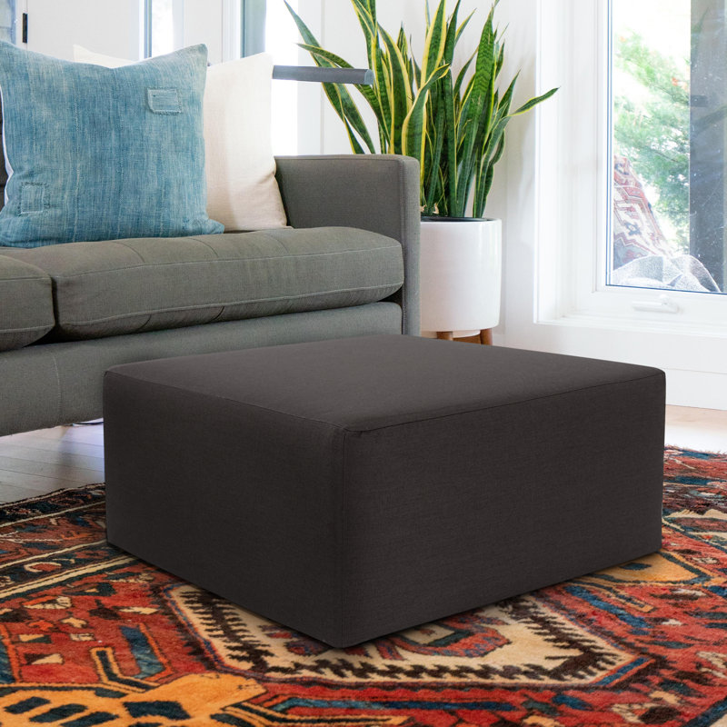 Branning Upholstered Outdoor Ottoman, Charcoal