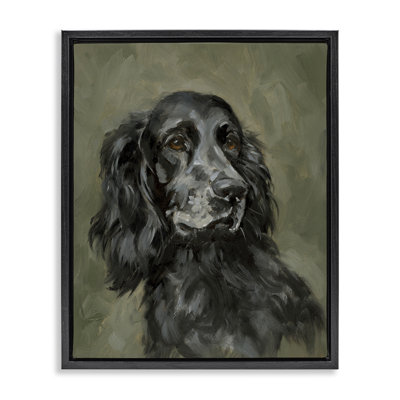 Black Cocker Spaniel Framed Floater Canvas Wall Art by Victoria Barnes