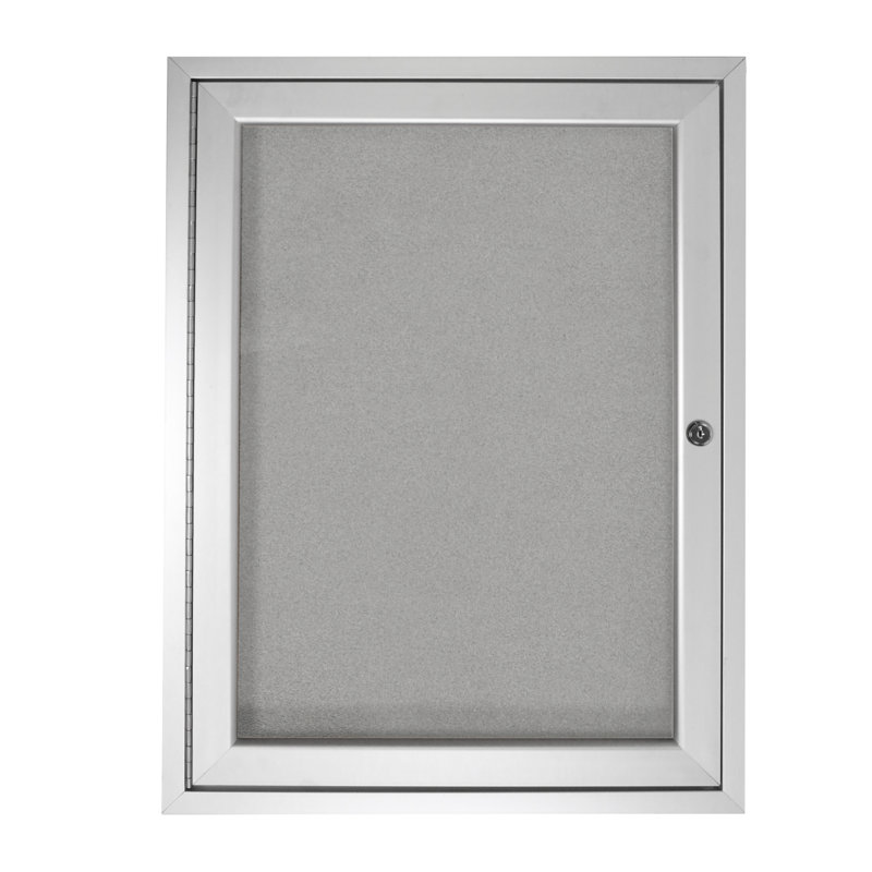 Babillard fermé en vinyle avec cadre en satin 1 porte Ghent, H 3 pi x l 2 pi, Satin, Argent