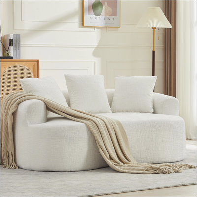 Causeuse incurvée, petit canapé en chenille avec 3 coussins, canapé profond pour appartement, salon, aucun assemblage requis