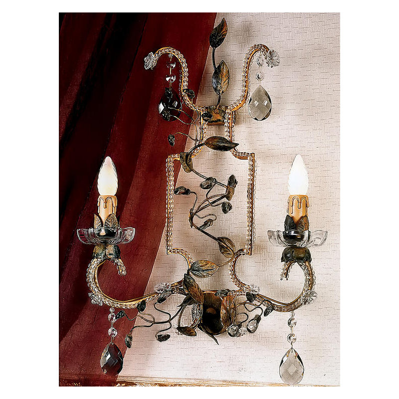 2 - Light Clear/Gold Candle Wall Light, Swarovski