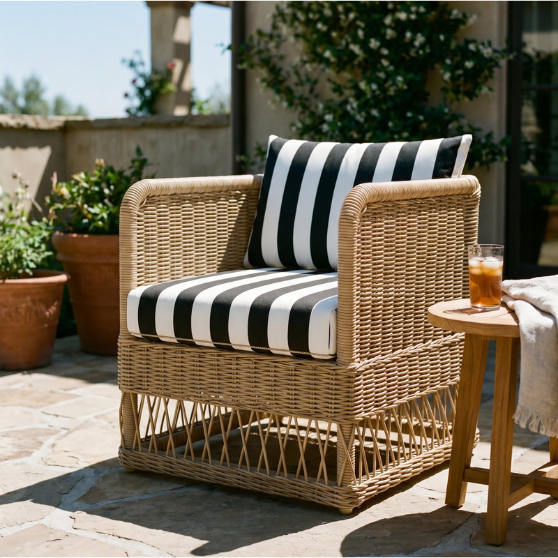 Chaises club d'extérieur Destin Natural - Toile Cabana, Toile cabana, Brun
