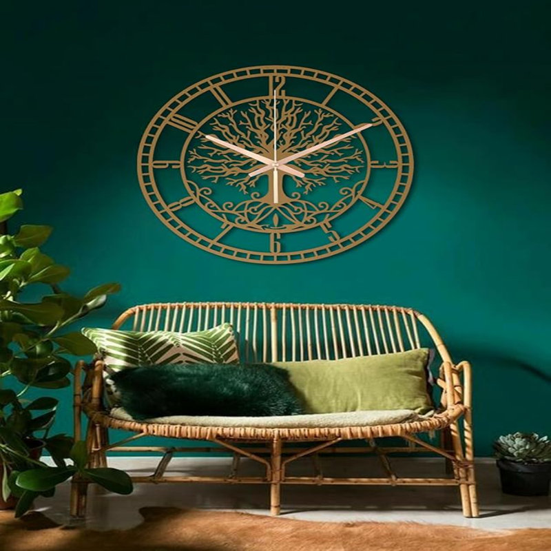 Horloge murale ronde en métal Tree Of Life